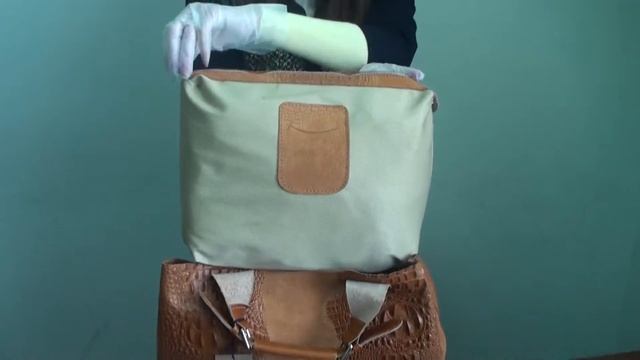 КОМБИНИРОВАННАЯ СУМКА ИЗ ЗАМШИ И КОЖИ С ТИСНЕНИЕМ ПОД КРОКОДИЛА