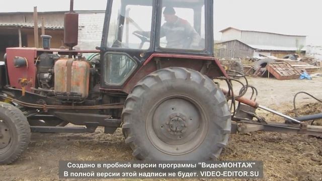Трактор ЮМЗ с самодельным погрузчиком