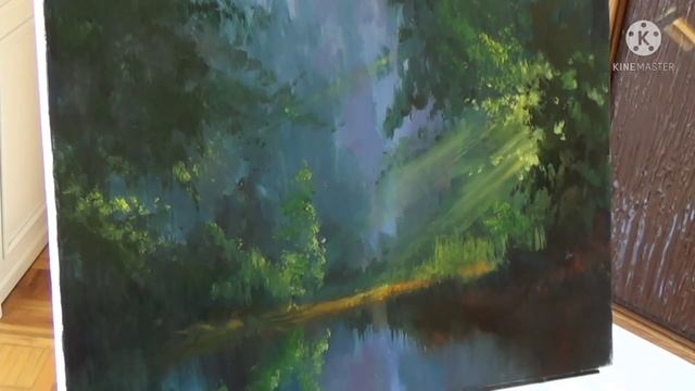 ЛЕСНОЕ ОЗЕРО. Как нарисовать СОЛНЕЧНЫЙ ПЕЙЗАЖ маслом.