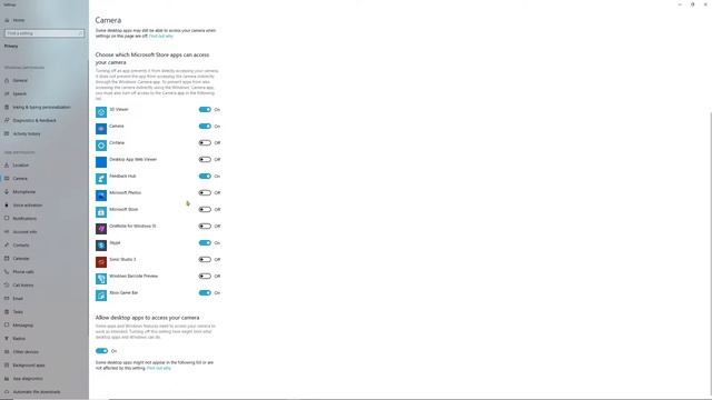 Windows 10: Enable Camera/Microphone In Privacy Setting