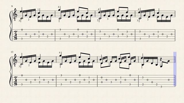 Etude N°13 Op.35 - Fernando Sor (1778 - 1839) Tablature