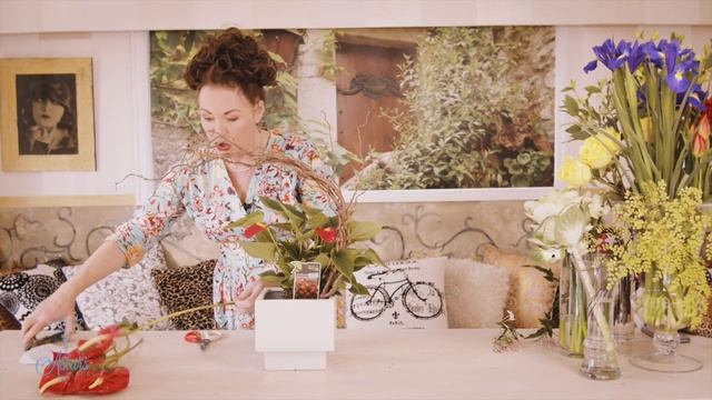 Japanese-Inspired Floristry Design Using Red Anthuriums