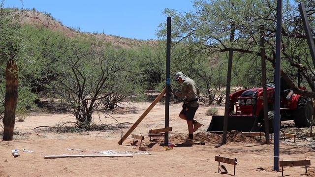 DIY Concrete Deck With Steel Pergola - Setting The Pergola Posts (part 2)