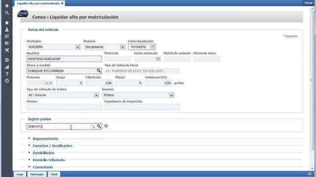 GITWeb - IVTM - Liquidar Alta Por Matriculación