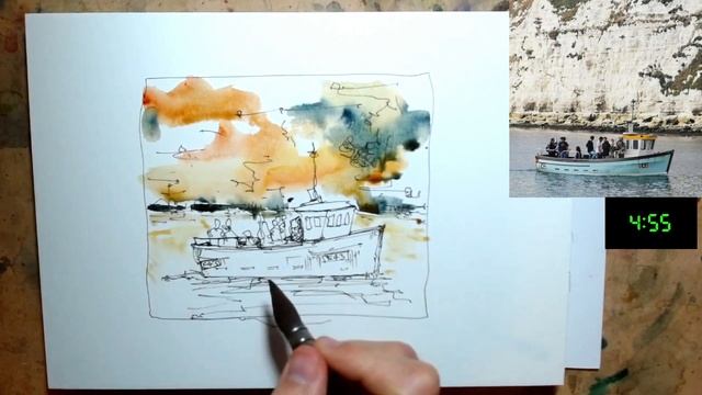 Sketch A Boat In 10 Minutes - Urban Sketching Tutorials