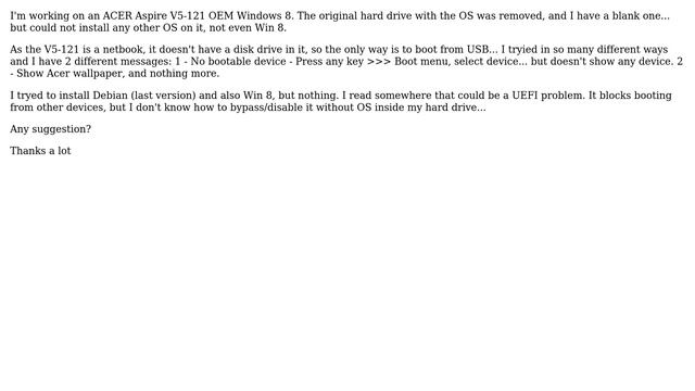 Bypass UEFI On Native Windows 8 Acer Aspire V5