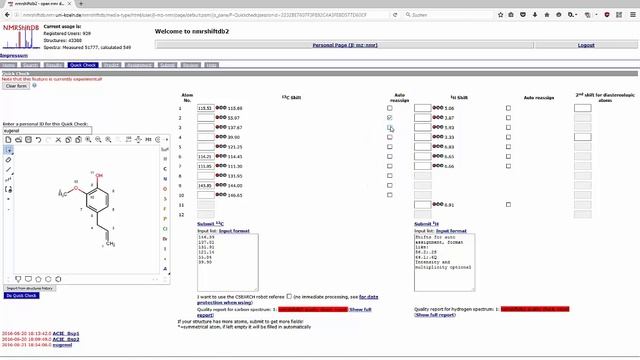 NMRShiftDB: QuickCheck-Tutorial