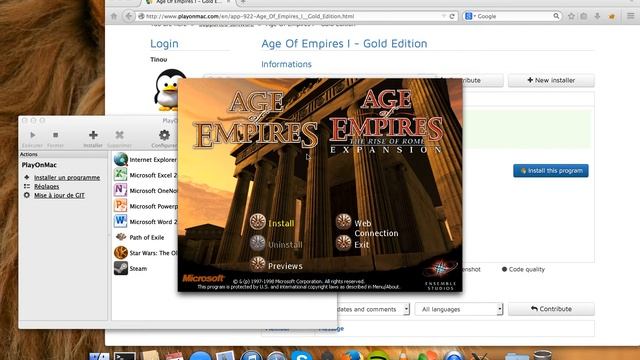 PlayOnMac Installation Process: Age Of Empire 1