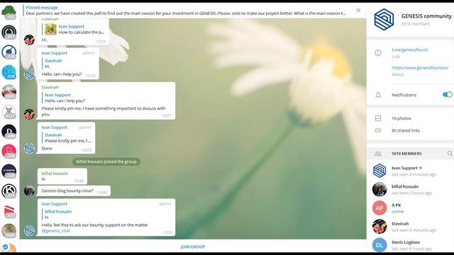 Обзор профилей в социальных сетях проекта Genesis