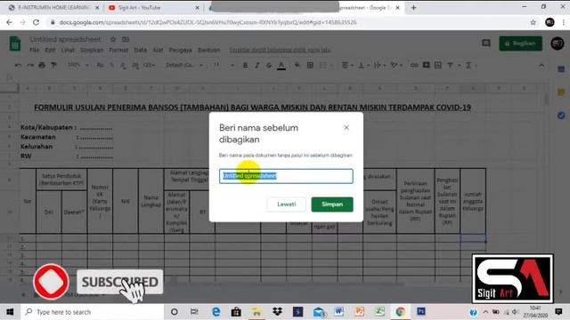 Cara membuat link spreadsheet excel online | Tutorial membuat link spreadsheet excel online