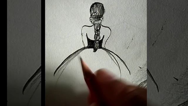Beautiful Lady Sketch Drawing  || Back Side Girl Dress Drawing