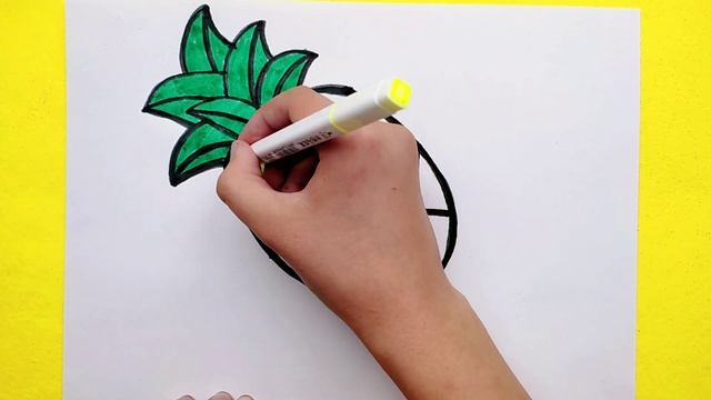 Рисунок и раскраска ананаса с блестками для детей  | Drawing  Pineapple | Ara Plays Art | Draweasy