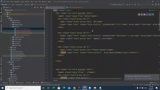 Angular Create Check-Out Component