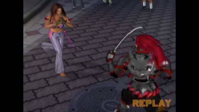 Tekken 4 Christie Vs Yoshimitsu,  Yoshimitsu Stomach And Christie Has Back Pain During Double KO