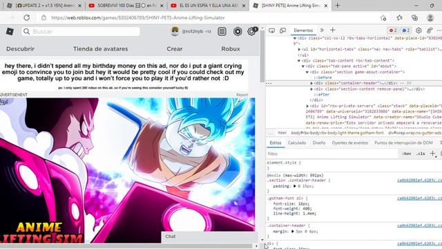 SHINY PETS Anime Lifting Simulator   Roblox Y 3 Páginas Más   Perfil 1  Microsoft Edge 2022 02 27