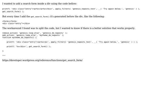 Wordpress: Adding A Search Form Inside A Div (2 Solutions!!)