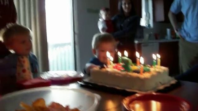 Singing Birthday Song To Sammy, And Blowing Out Candles.