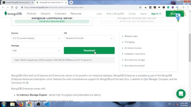 شرح   Node Js بالعربي  | الدرس الثامن والعشرون Install MongoDB | أكاديمية إمام
