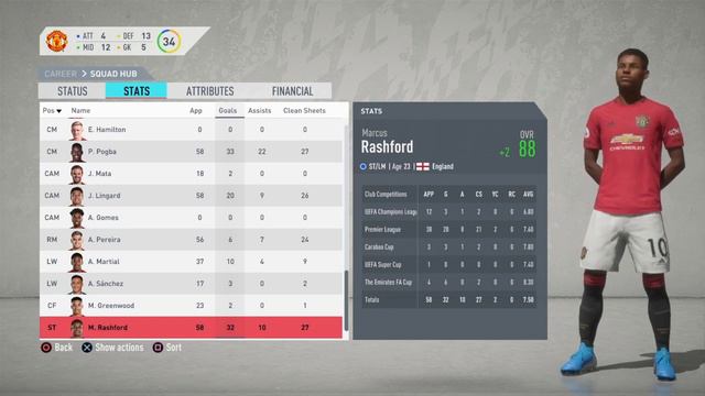 FIFA 20 Marcus Rashford Career Simulation