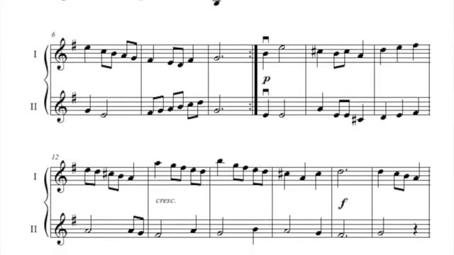 5  Minuet By Bach For 2 Violins And Piano.