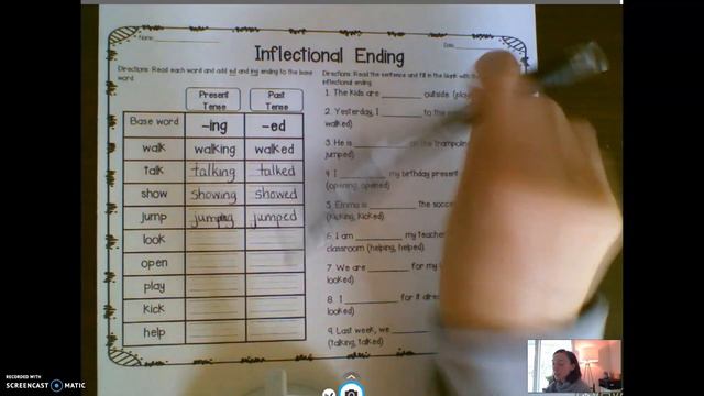 Inflectional Endings -ed And -ing Lesson