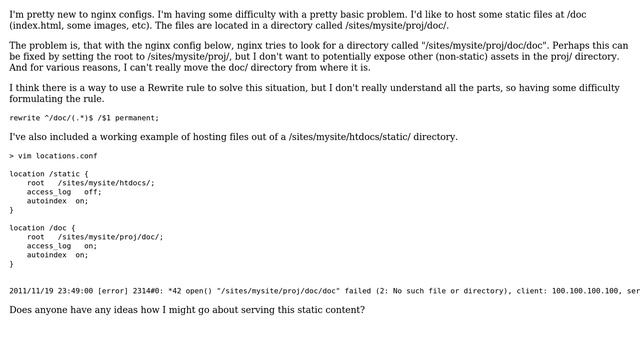 Nginx: Serve Static Files Out Of A Given Directory - One Level Too Deep