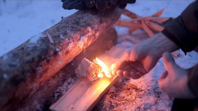 -20°C WINTER BUSHCRAFT SURVIVAL • TARP SHELTER • LONG LOG FIRE • NO SLEEPING BAG • MY FAILURE