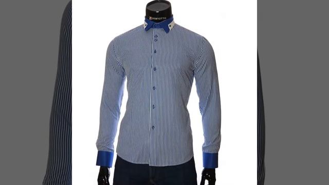 Мужская приталенная рубашка в полоску NP 1570-1
