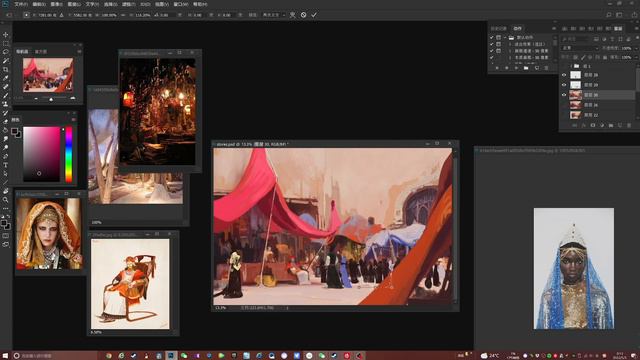 4. Market Stalls Rough Painting