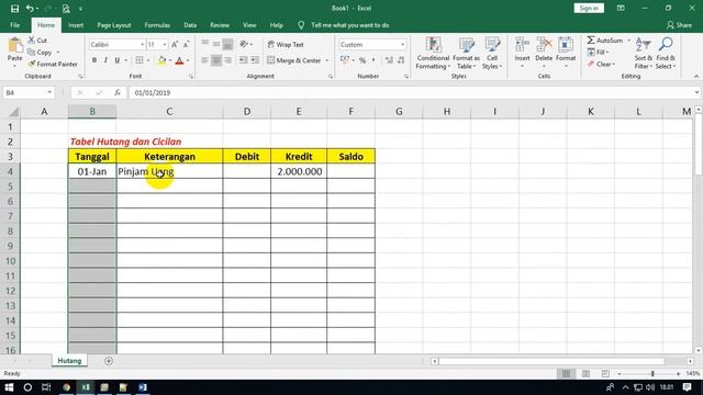 Membuat Tabel Rekap Hutang Dan Cicilan Sederhana Di Excel