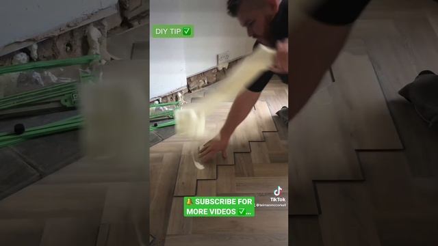 Herringbone Flooring Tip ✅…#diy #tips #howto #flooring #tricks #easy #teirnanmccorkell #tip