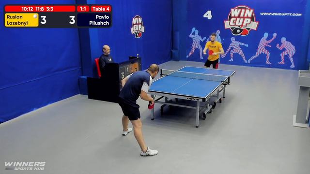 09:30 Лазебный Руслан 3-2 Плющ Павел стол 4  ЮГ-1  06.07.22