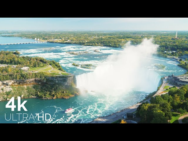 Niagara Falls In Canada With Meditation Piano Music | 4K Relaxation Film