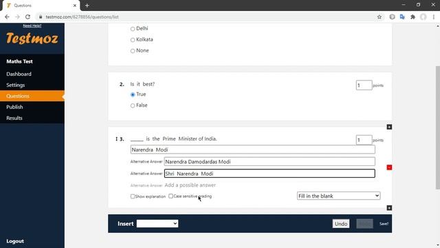 How To Create Online Test With Timer & Modify Question Point Using Testmoz