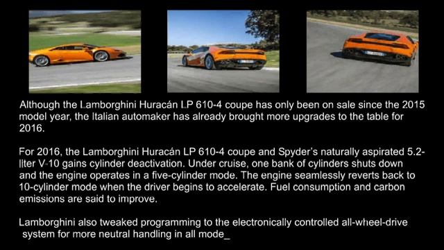 2016 LAMBORGHINI HURACAN LP 610 4 GAINS CYLINDER DEACTIVATION
