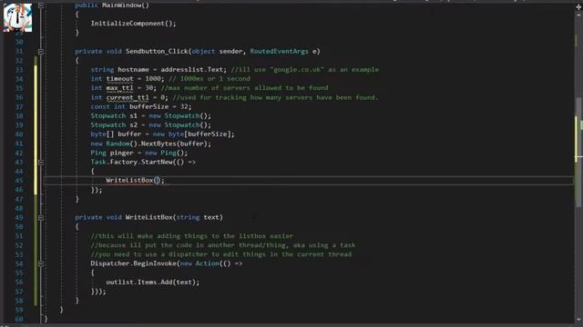 C# - How To Trace Route (c# Trace Route With WPF) (quick)