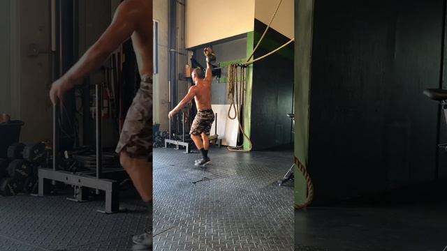 Conditioning of the week - 12,000m bike erg, kB press, Turkish get-ups, pull-up holds