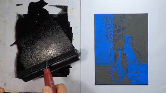 Still Life: Linocut And Water Transfer