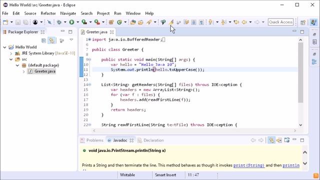 Eclipse Oxygen.3a IDE Improvements: Java 10