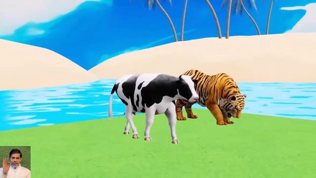 Long Slide Game With Elephant Gorilla Buffalo Hippopotamus Tiger - 3d Animal Game - Funny 3d Animal