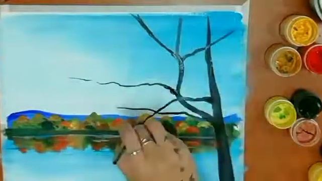 Рисуем осенний пейзаж у озера