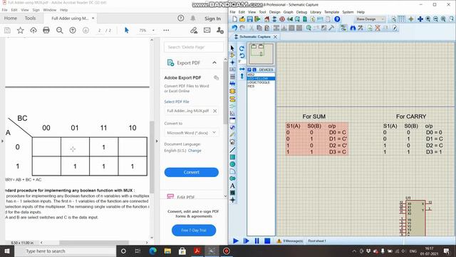 Full Adder Using A 4:1 Multiplexer | Explanation And Simulation | Proteus 8.9