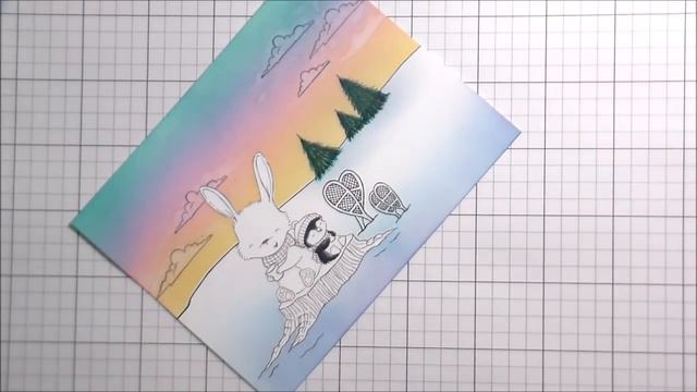 Distress Oxide Bleaching, Snow Scene Card: Patreon? Coffee?