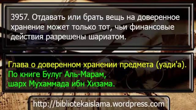 3957  Отдавать или брать вещь на доверенное хранение может только тот, чьи финансовые действия разр
