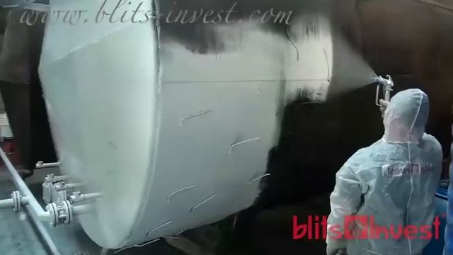 Покраска емкостей безвоздушным напылением Graco 390