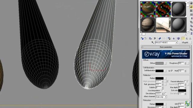 Bullet Head Metal-Shell Casing,Gold Brush & Chrome Oxide Realistic Material 3D Max Vray