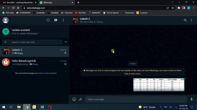How To Send Excel File To WhatsApp Using Laptop | How To Send Excel Table To Whatsapp