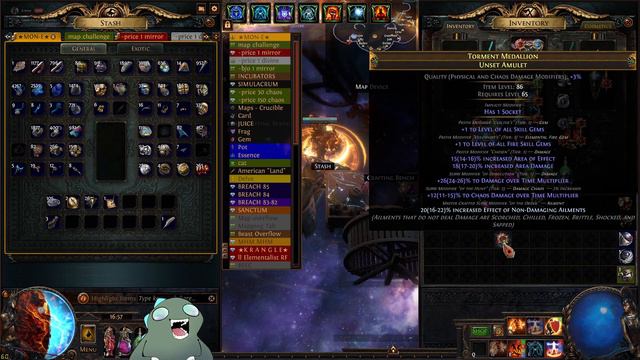 POE 3.22 Righteous Fire Unset Amulet Finished.