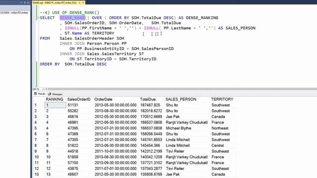 Rank number for rows in SQL