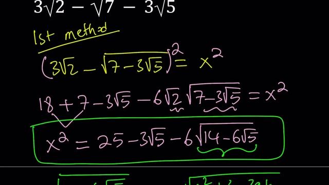 Simplifying 3sqrt(2)-sqrt[7-3sqrt(5)] In Two Ways